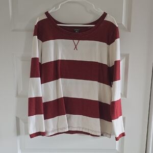 Eddie Bauer Womeb's Red and White Striped Sweater